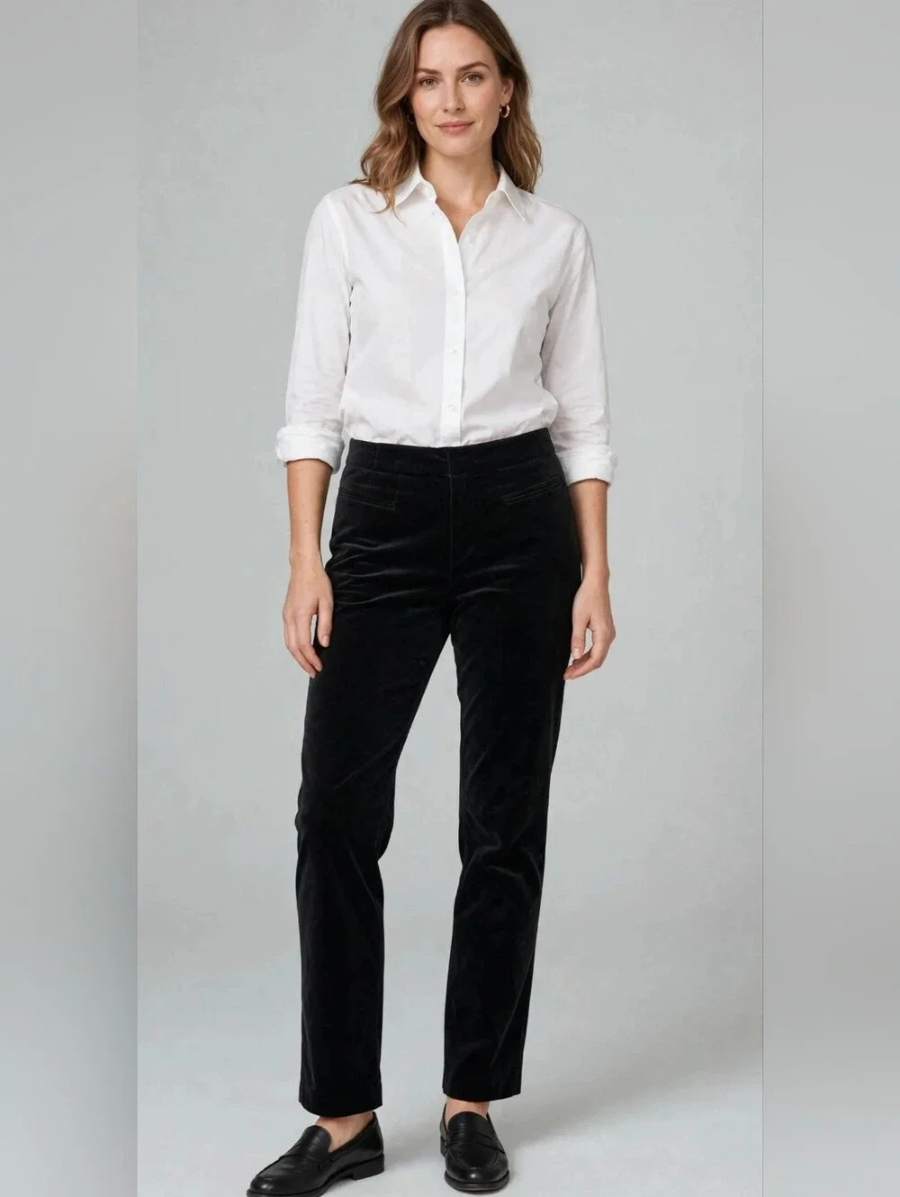 J.peterman Black Velvet Straight Leg Women's Pants Size 8